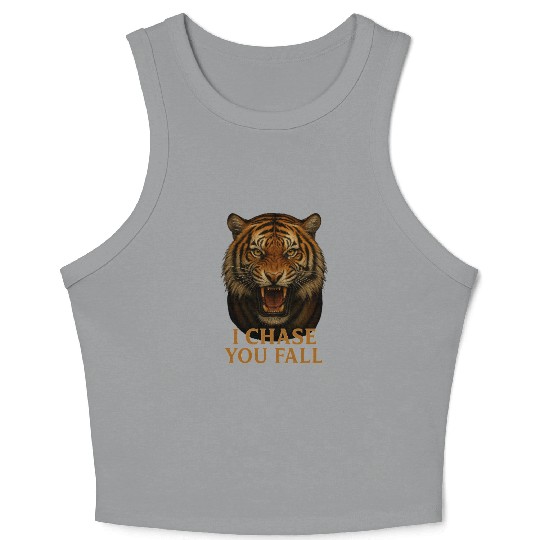 "I Chase – You Fall | Fierce Roaring Tiger Graphic Crop Tank Top