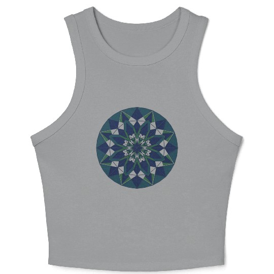Geometric Mandala in Cool Tones Crop Tank Top