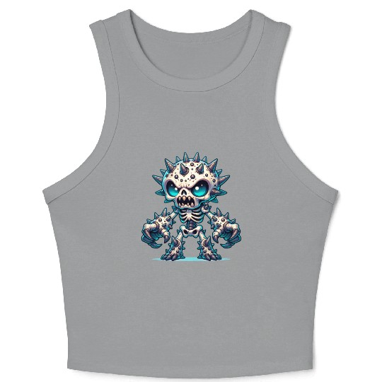 Spiked Bone Monster – Creepy Skeleton Beast Crop Tank Top
