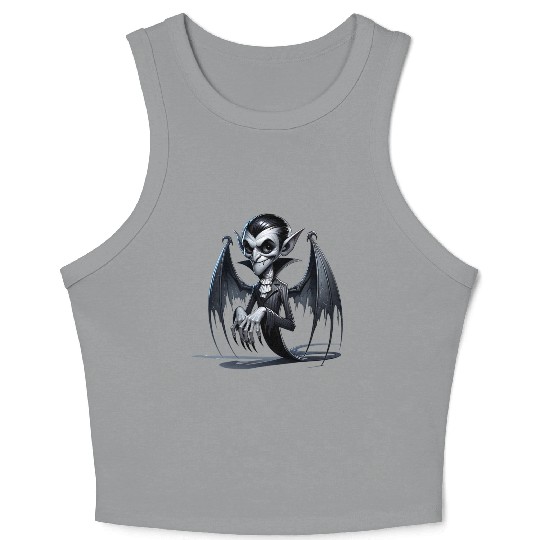 Elegant Vampire Spirit – Creepy Bat-Winged Phantom Crop Tank Top