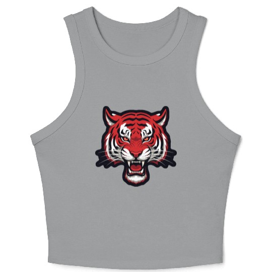 Savage Red Tiger Head – Fierce Wild Beast Crop Tank Top