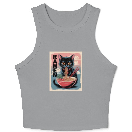 Ramen Cat Japanese Style Crop Tank Top