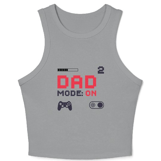 Dad Mode On Retro Gamer Dad Pixel Art Design Crop Tank Top