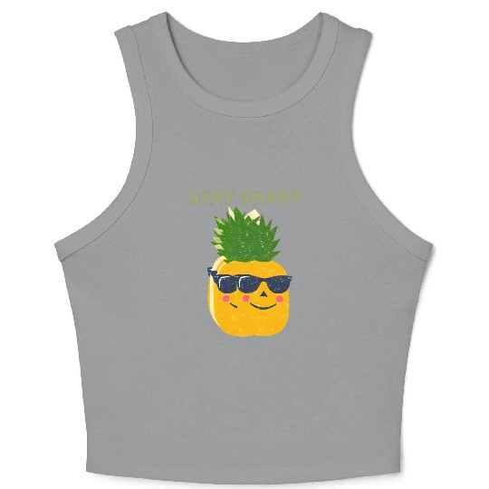 “Stay Sharp” (Pineapple with Sunglasses) Crop Tank Top