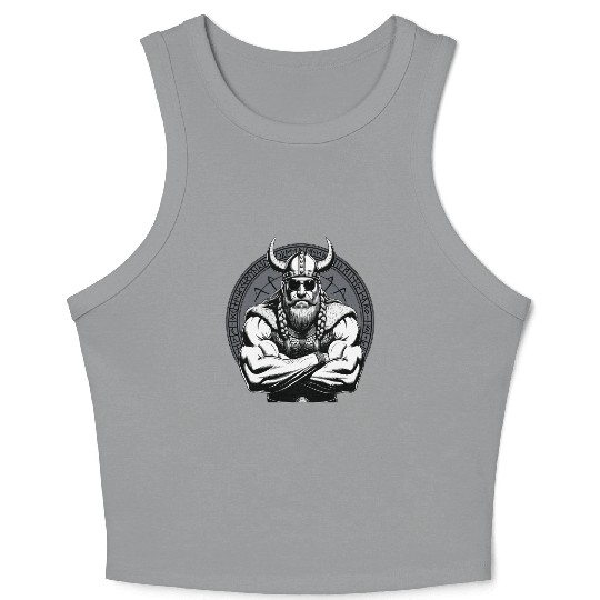 Viking Warrior Man Odin Thor Norman Walhalla Crop Tank Top
