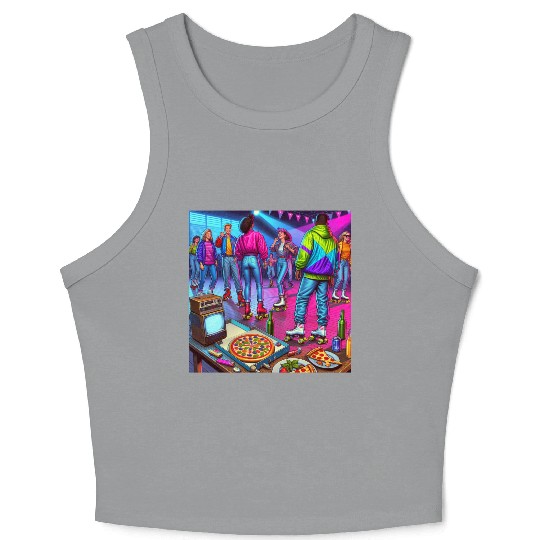 Vibrant Retro Festival Gathering Crop Tank Top