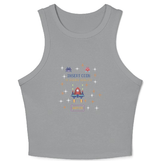 Retro Gamer Crop Tank Top - Insert Coin to Escape Reality