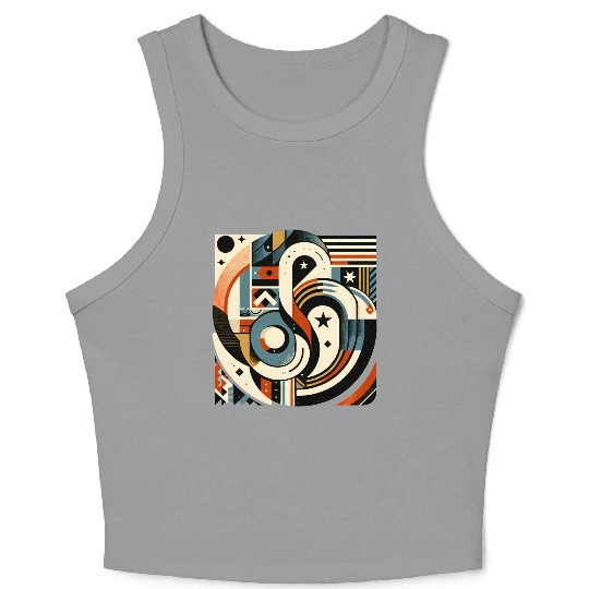 Vibrant Earth-Toned Abstract Star Crop Tank Top