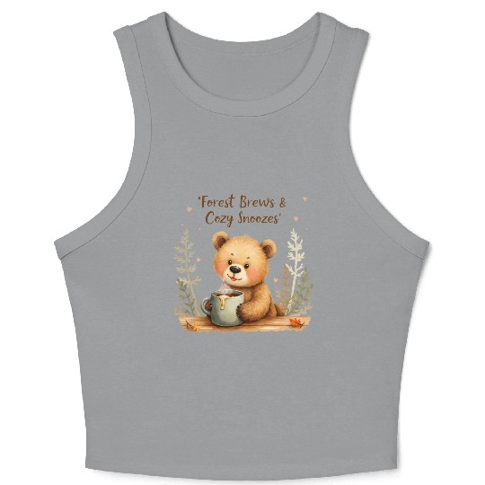 Forest Brews & Cozy Snoozes - Bear & Warm Drink Crop Tank Top