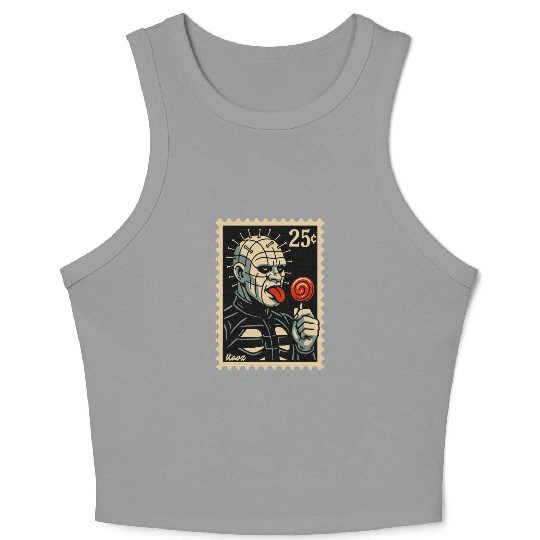 stamp of a horror lollipop licker raising hell Crop Tank Top