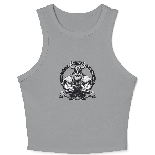 Viking Warrior Man Odin Thor Norman Walhalla Crop Tank Top