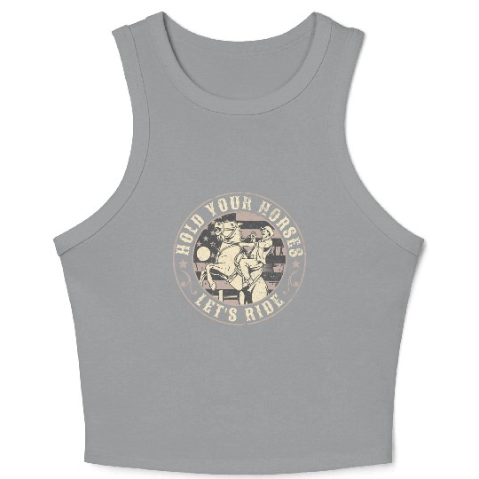 Hold Your Horses, Let's Ride – Retro Cowboy Crop Tank Top