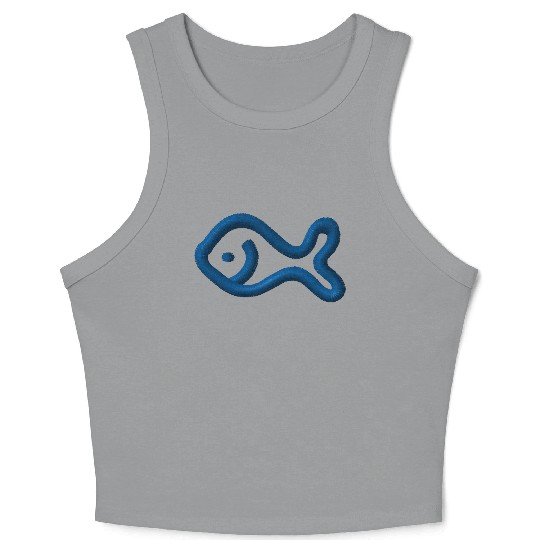 Fish embroidered Crop Tank Top