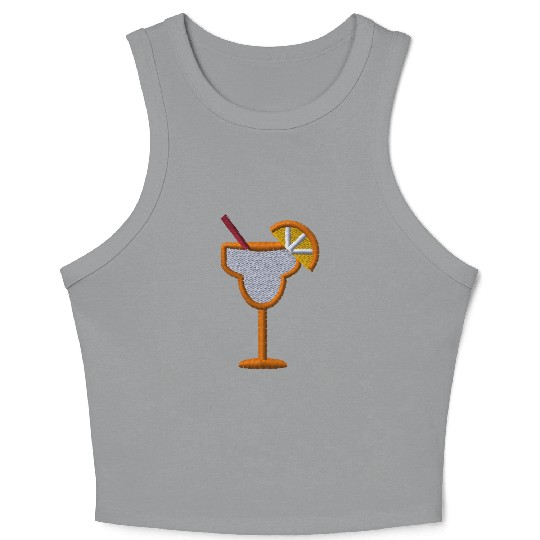 Cocktail orange embroidered Crop Tank Top