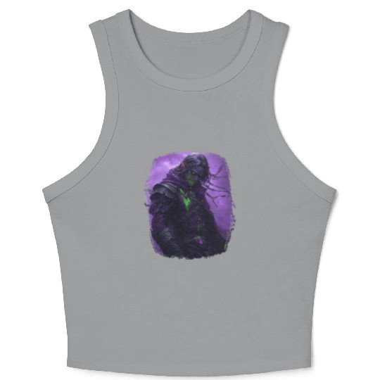 Dark Elf with Poison Magic and Purple Shadow Power Crop Tank Top
