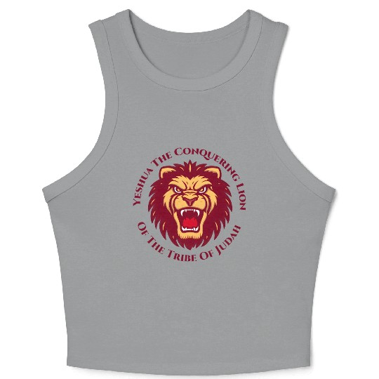 Yeshua Hamashiach the Conquering Lion of Judah Lon Crop Tank Top