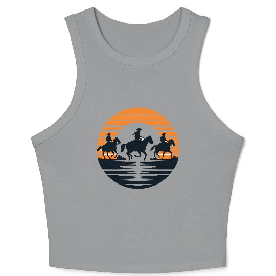 Equestrian Sunset Silhouette Crop Tank Top