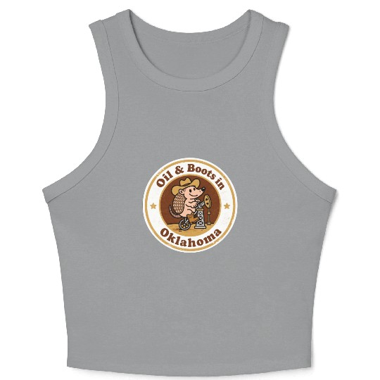 Oil Boots Oklahoma Vintage Artwork Crop Tank Top