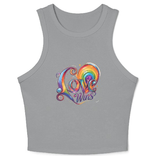 Love Wins Rainbow Script Crop Tank Top – Pride Month Crop Tank Top