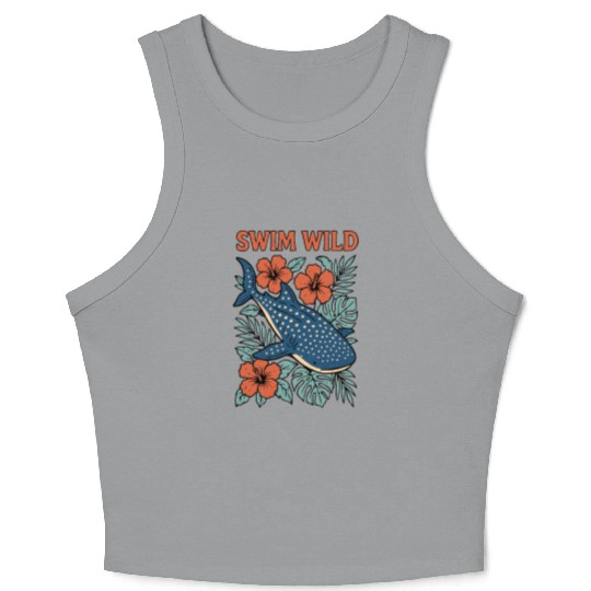 Swim Wild | Tropical Whale Shark Design Crop Tank Top