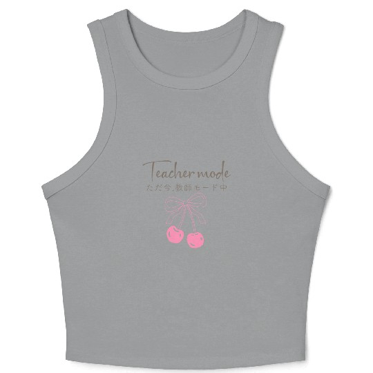 Teacher Mode Coquette Cherry Crop Tank Top