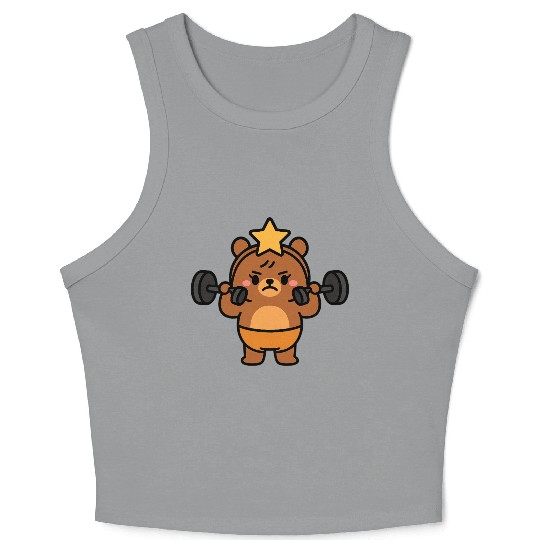 Built Different Bear Quirky Workout Character Crop Tank Top