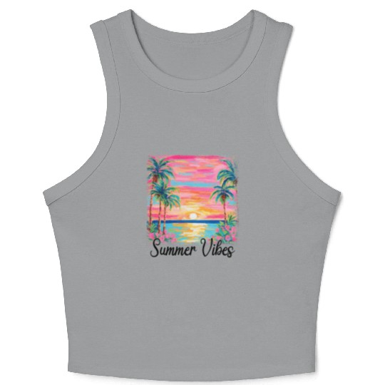 Summer Vibe Preppy Beach Crop Tank Top