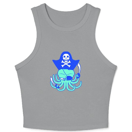 Octopus pirate crew captain sailor buccaneer sail Crop Tank Top