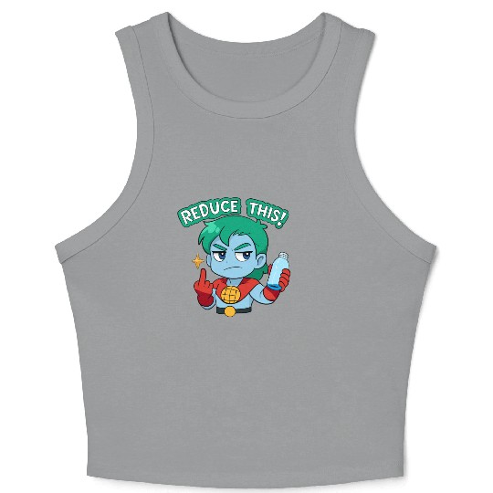 Chibi Style Captain Planet Reduce This!Design Crop Tank Top