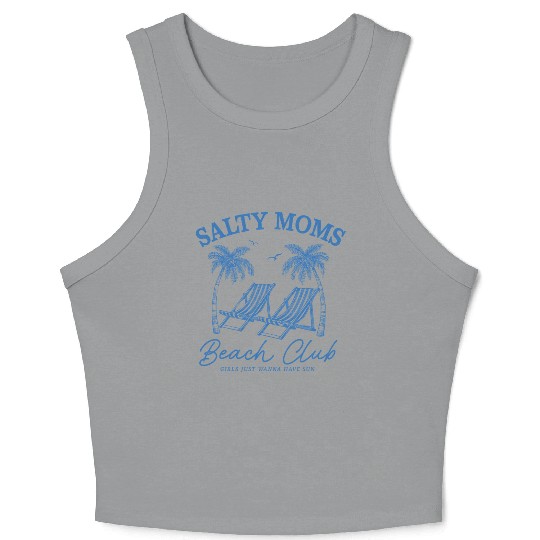 Beach Vacation Salty Moms Beach Crop Tank Top