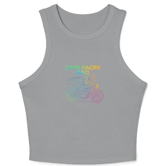 Cafe Racer Dad Vintage Motorcycle Line Art Biker Crop Tank Top