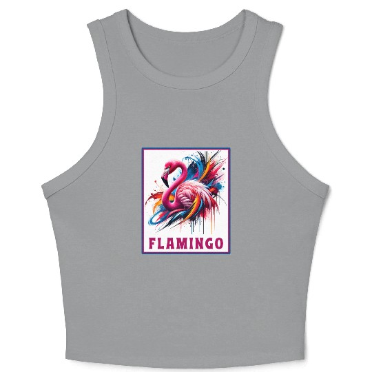 Graffiti Flamingo Explosion Crop Tank Top