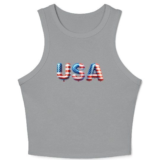USA Lettering in national colors  Balloon style! Crop Tank Top