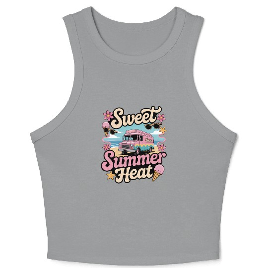 Sweet Summer Heat Ice Cream Truck Beach Fun Crop Tank Top
