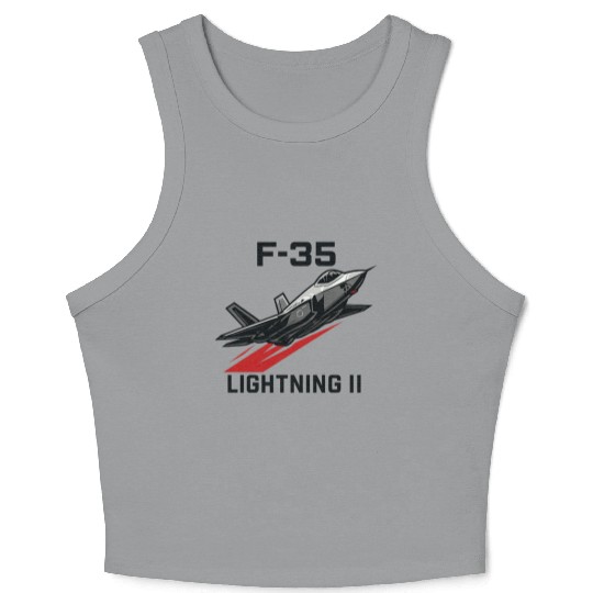 F-35 Lightning II Stealth Fighter Jet Art Crop Tank Top