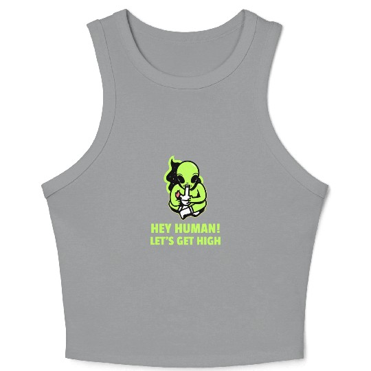 Alien Smoking with Phrase Crop Tank Top