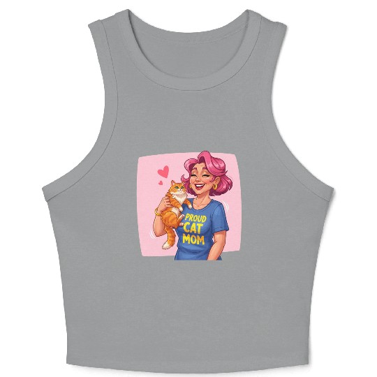 Proud Cat Mom Style Crop Tank Top