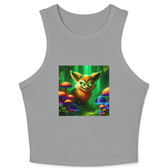Demon Fox in Enchanted Forest – Fantasy Creature Crop Tank Top