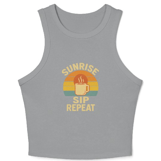 Sunrise Coffee Loop Design Crop Tank Top