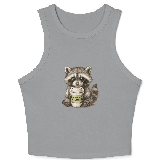 raccoon and coffee - design Kawa Zoomies Crop Tank Top