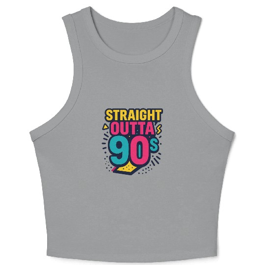 Straight Outta 90s Retro Neon Throwback Crop Tank Top