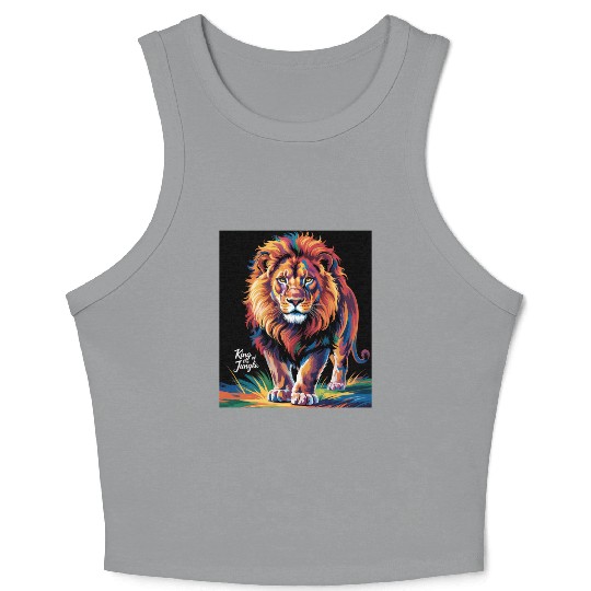 Pride and Power – Majestic Rainbow Lion Head Crop Tank Top