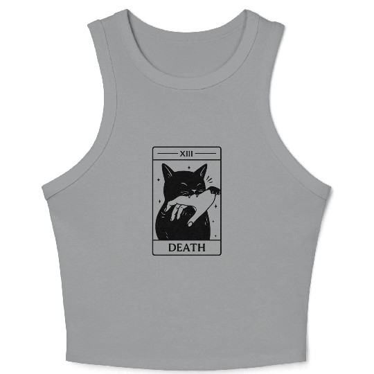 Death Tarot Cat, Funny Dark Humor, Occult Crop Tank Top