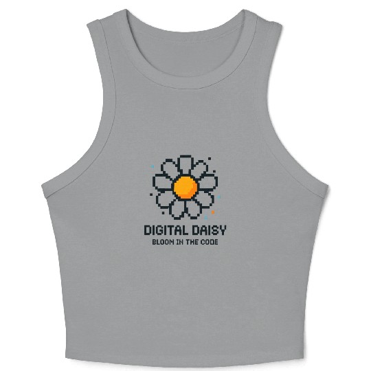 Digital Daisy Pixel Art Crop Tank Top