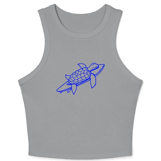 Water turtle surfboard surfer fun surfing hobby Crop Tank Top