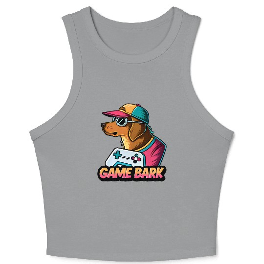 Game Bark Dog Gamer Retro 80s. Crop Tank Top