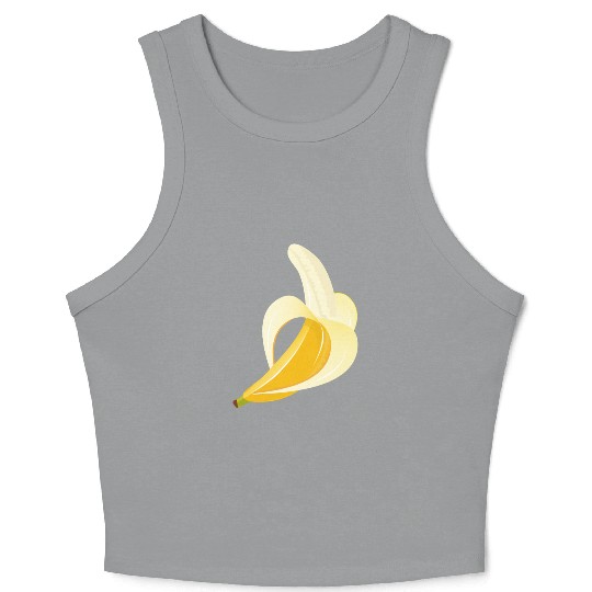 Bright yellow banana – peeled motif Crop Tank Top