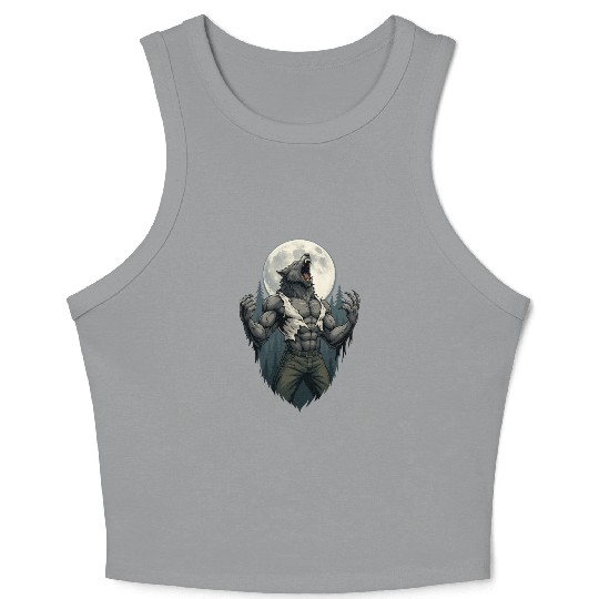 Howl of the Alpha – Werewolf Under the Moon Crop Tank Top