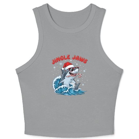 Jingle Jaws – Christmas Holiday with Bite Design Crop Tank Top