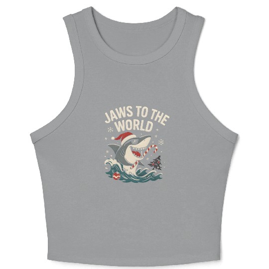 Jaws to the World – Christmas Shark Attack Crop Tank Top